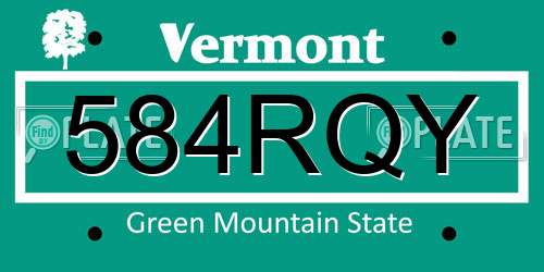584RQY Vermont License Plate
