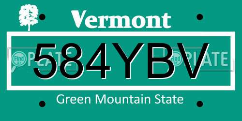 584YBV Vermont License Plate