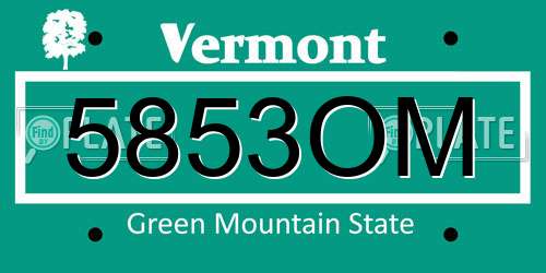 5853OM Vermont License Plate