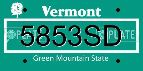 5853SD Vermont License Plate