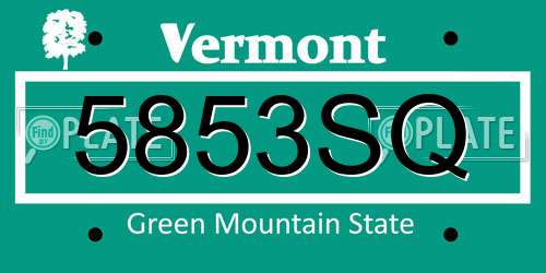 5853SQ Vermont License Plate