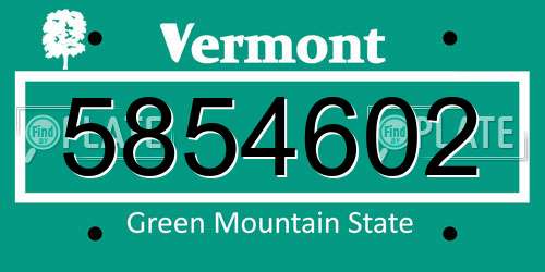 5854602 Vermont License Plate