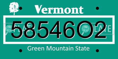 58546O2 Vermont License Plate