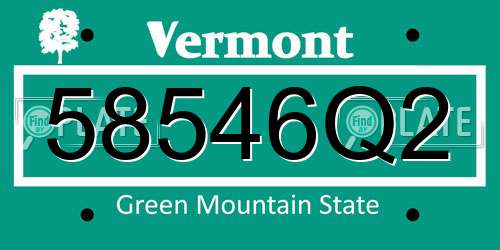 58546Q2 Vermont License Plate
