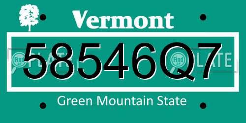 58546Q7 Vermont License Plate