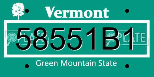 58551B1 Vermont License Plate