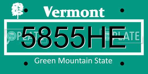 5855HE Vermont License Plate