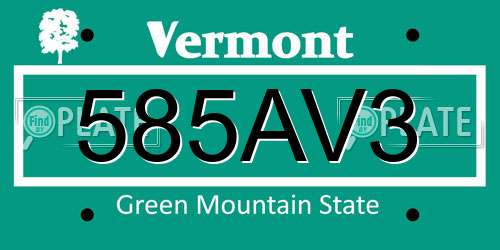 585AV3 Vermont License Plate
