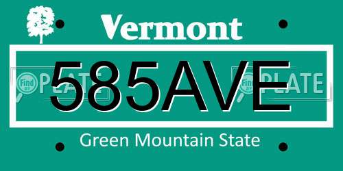 585AVE Vermont License Plate