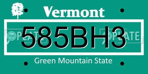 585BH3 Vermont License Plate