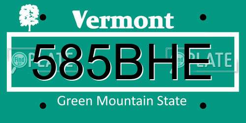 585BHE Vermont License Plate