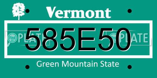 585E50 Vermont License Plate