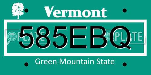 585EBQ Vermont License Plate
