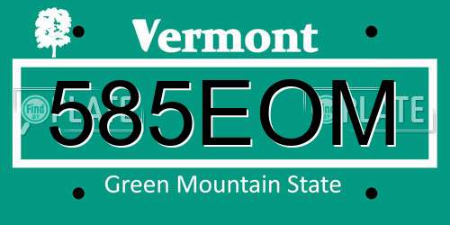 585EOM Vermont License Plate