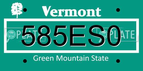 585ES0 Vermont License Plate