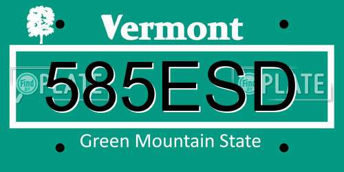 585ESD Vermont License Plate