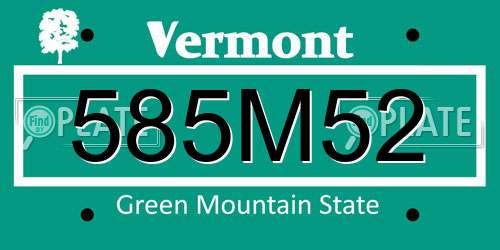 585M52 Vermont License Plate