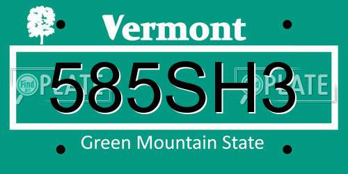 585SH3 Vermont License Plate