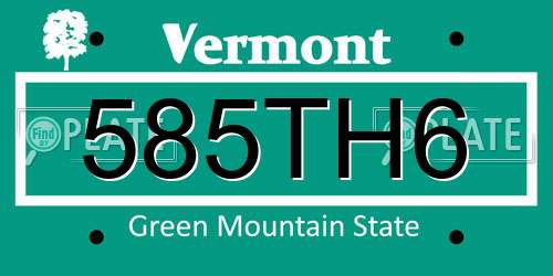 585TH6 Vermont License Plate