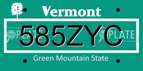 585ZYC Vermont License Plate