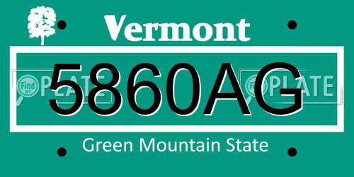 5860AG Vermont License Plate