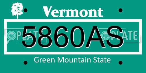 5860AS Vermont License Plate