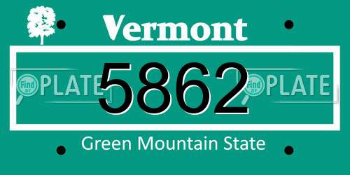 5862 Vermont License Plate