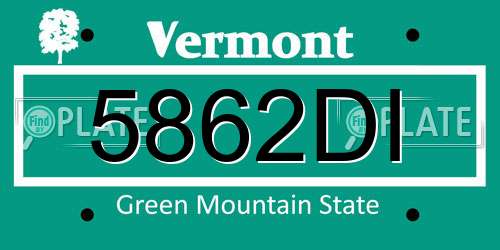 5862DI Vermont License Plate