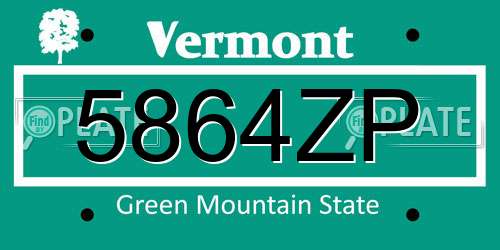 5864ZP Vermont License Plate