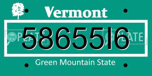 58655I6 Vermont License Plate