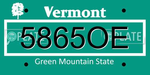 5865OE Vermont License Plate
