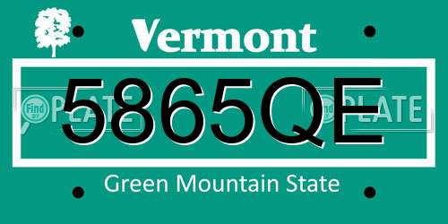 5865QE Vermont License Plate