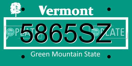 5865SZ Vermont License Plate