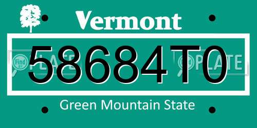 58684T0 Vermont License Plate