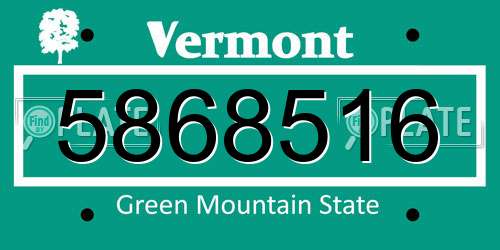 5868516 Vermont License Plate