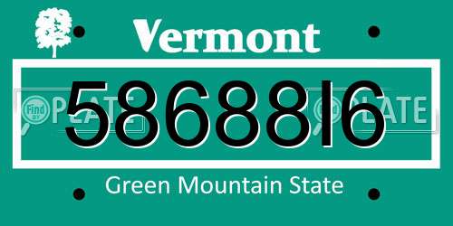 58688I6 Vermont License Plate