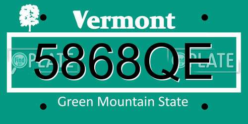 5868QE Vermont License Plate