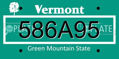 586A95 Vermont License Plate