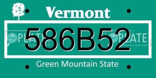 586B52 Vermont License Plate