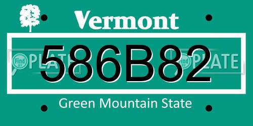 586B82 Vermont License Plate