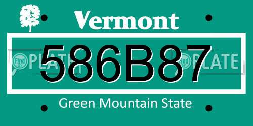 586B87 Vermont License Plate