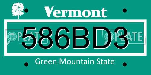 586BD3 Vermont License Plate
