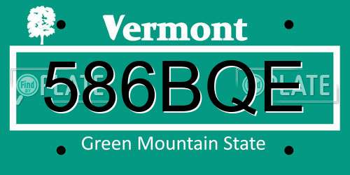 586BQE Vermont License Plate