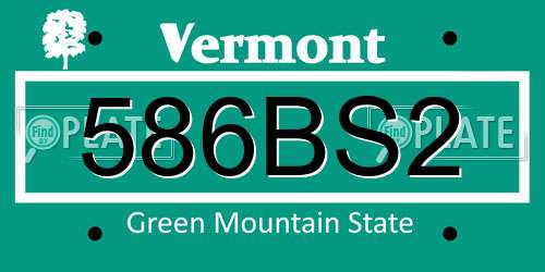 586BS2 Vermont License Plate