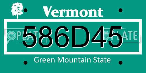 586D45 Vermont License Plate