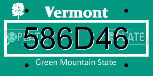 586D46 Vermont License Plate