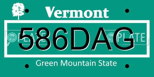 586DAG Vermont License Plate