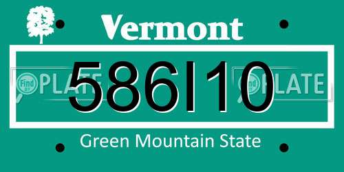 586I10 Vermont License Plate