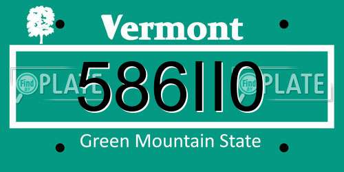 586II0 Vermont License Plate