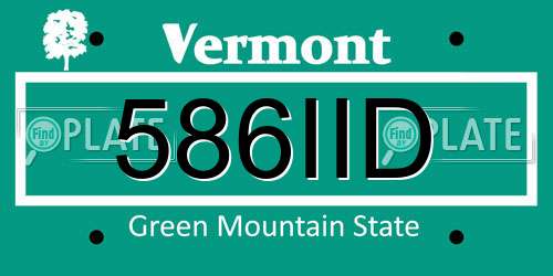 586IID Vermont License Plate